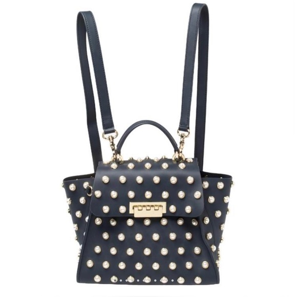 NWT ZAC Zac Posen Eartha Pearl Studded Convertible Bag in Navy - Picture 3 of 7
